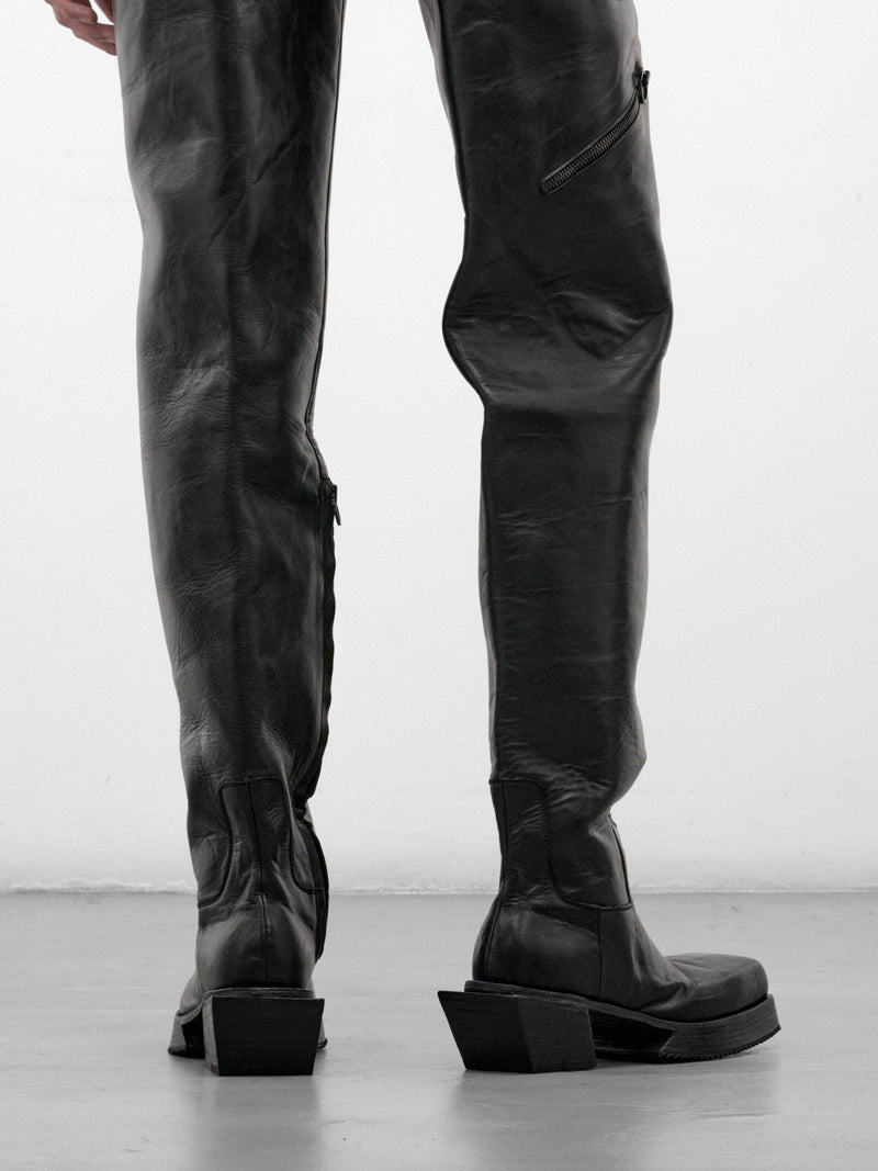Black Leather Chaser High Boots (44-CHASER-BOOTS-BLACK)