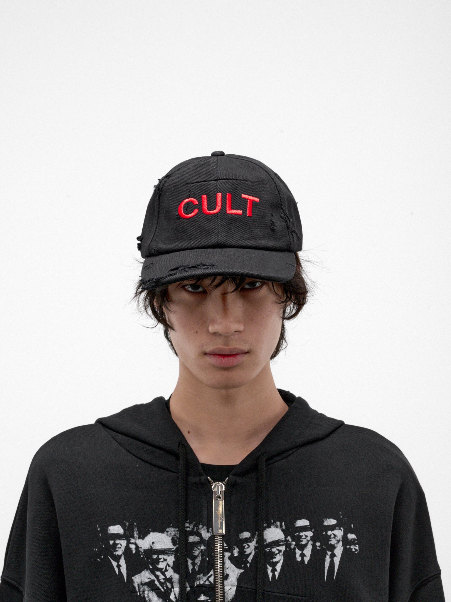 Black Cotton Cult Embroidered Cap (MAT03K031-BLACK)