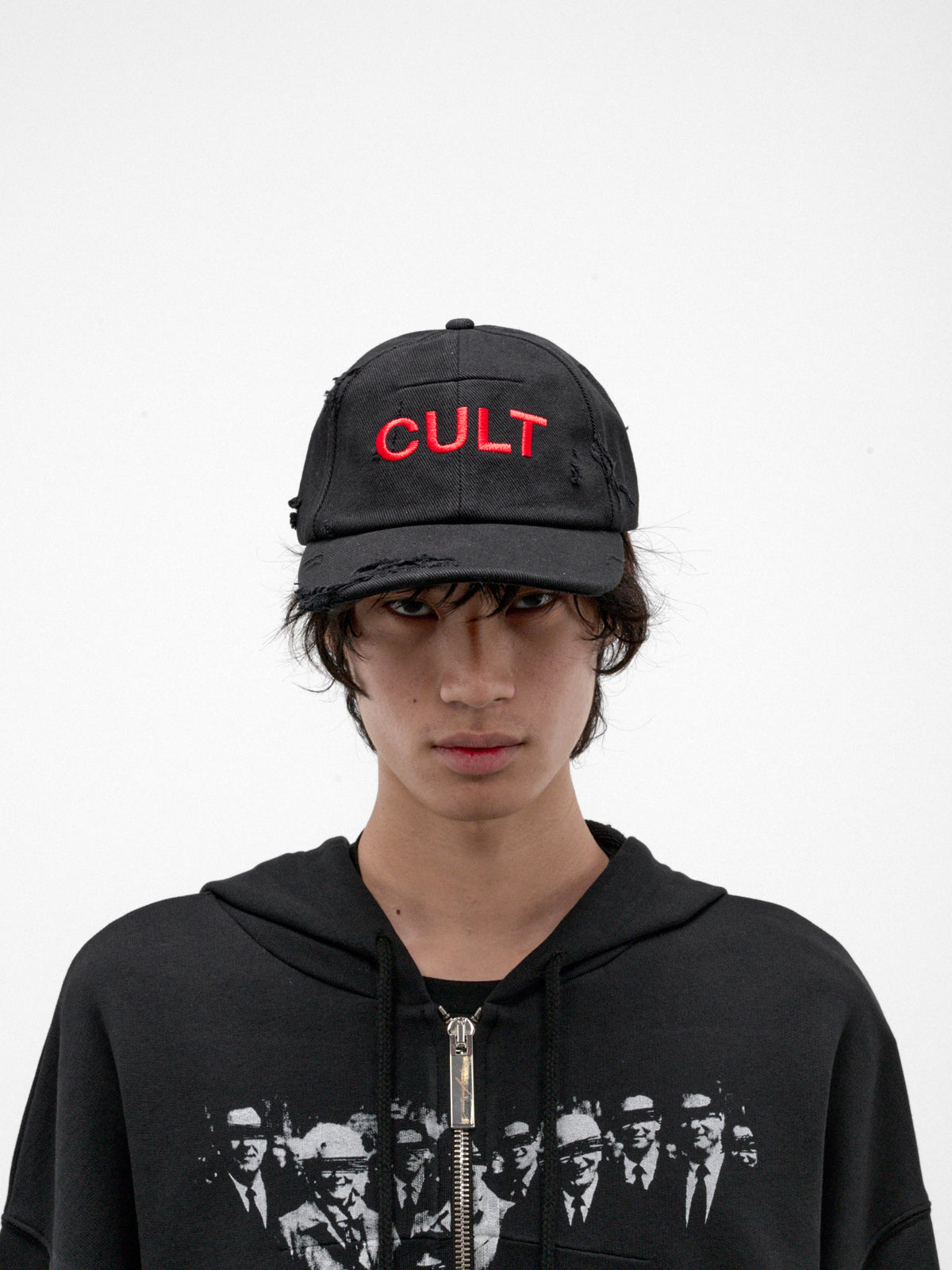 Black Cotton Cult Embroidered Cap (MAT03K031-BLACK)