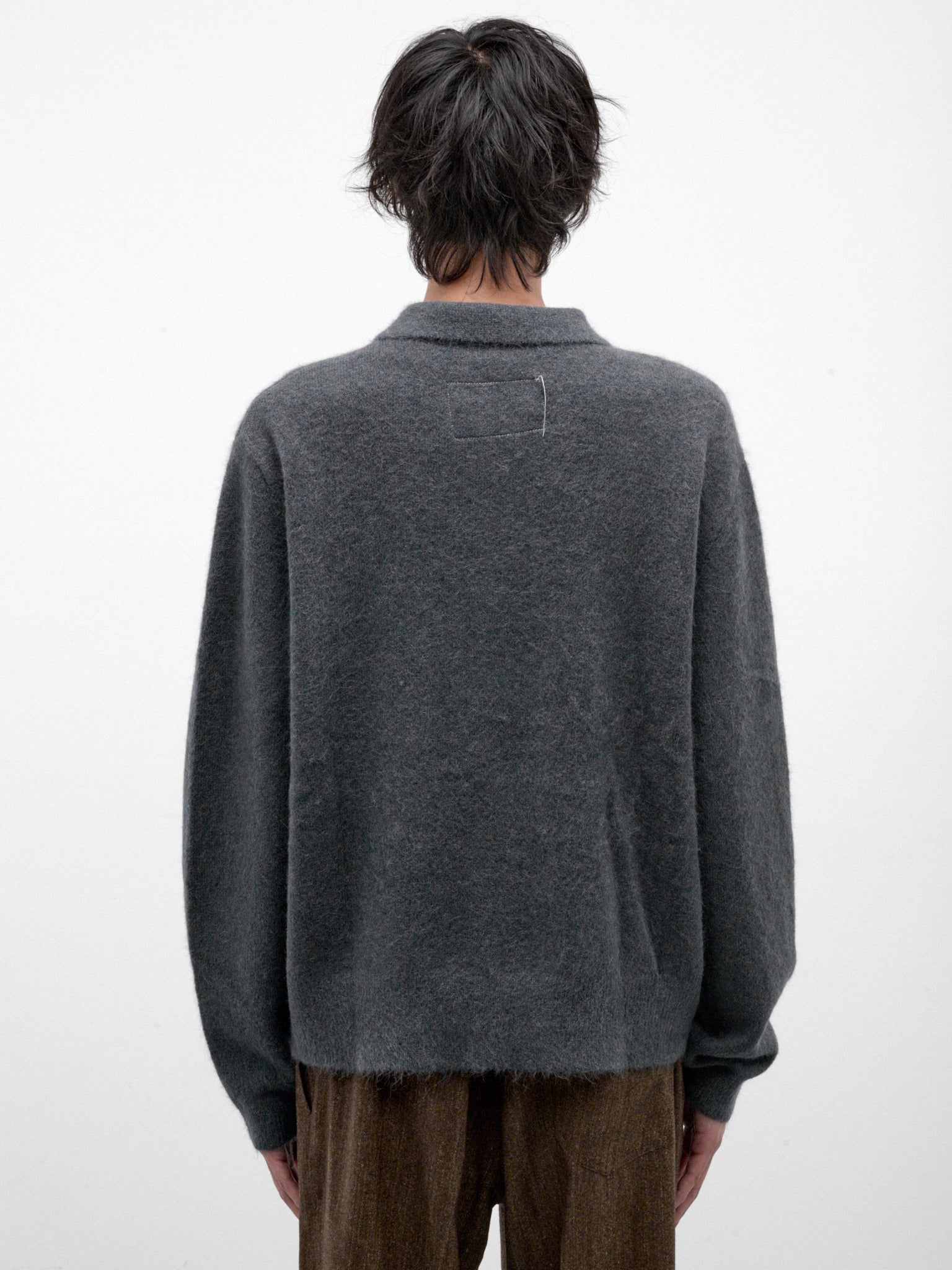 Gray Alpaca Hairy Knit Cardigan (CF-22-03-04-02-GREY)