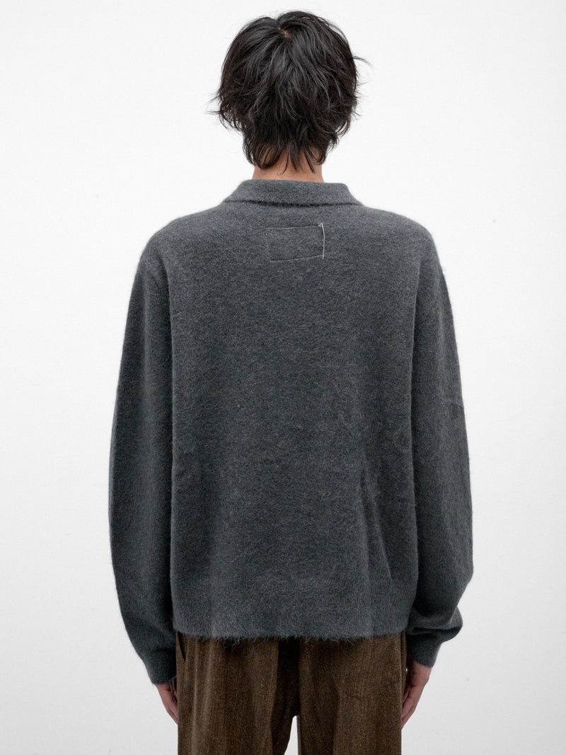 Gray Alpaca Hairy Knit Cardigan (CF-22-03-04-02-GREY)