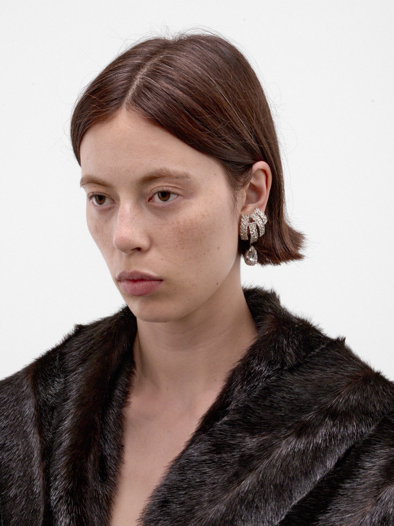 Rhodium Crystal Drop Earrings (EARRINGS-05-RHODIUM)