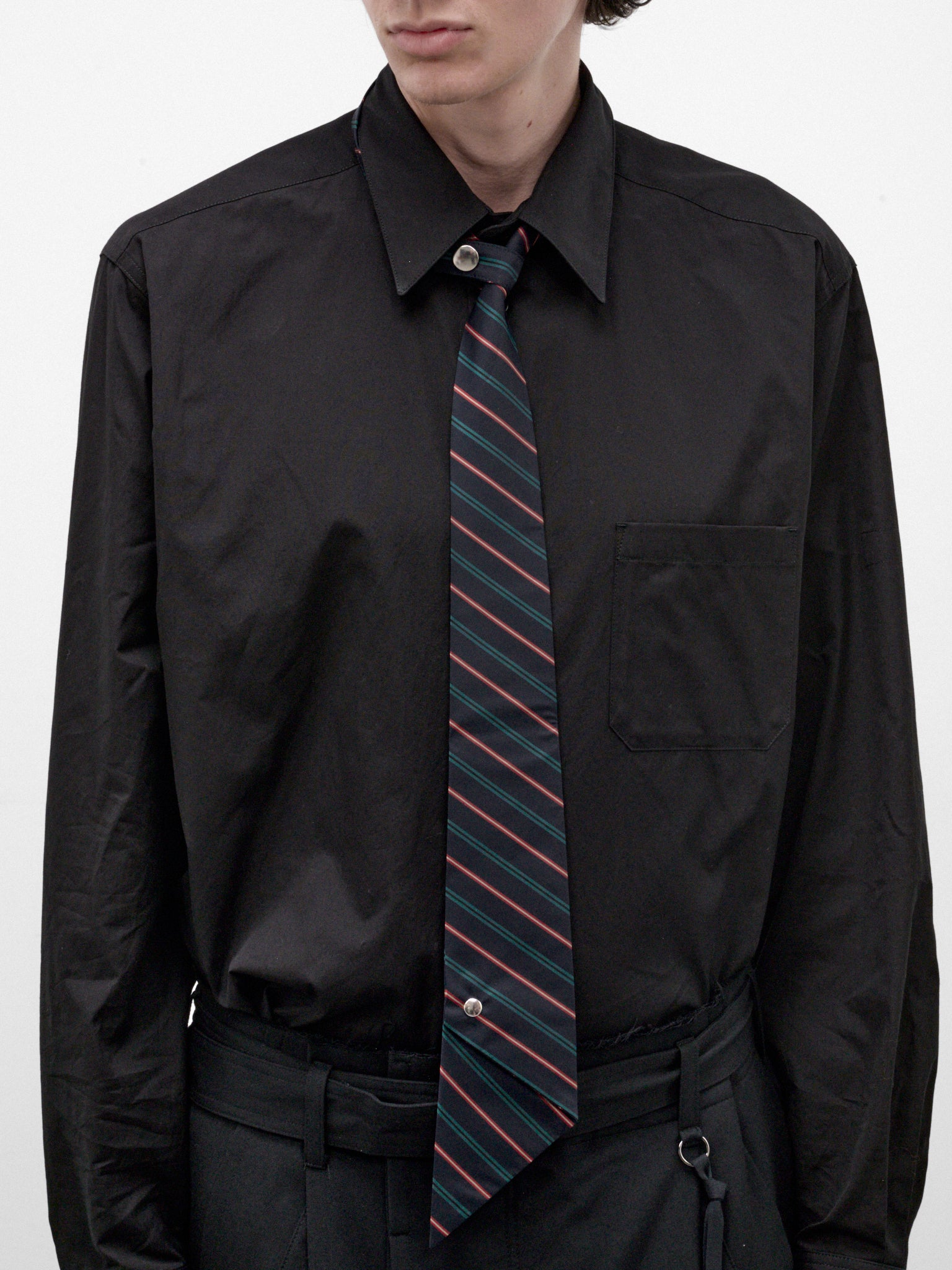 Navy Striped 'Not-Tie' Necktie (26A0403-GRN-RED)
