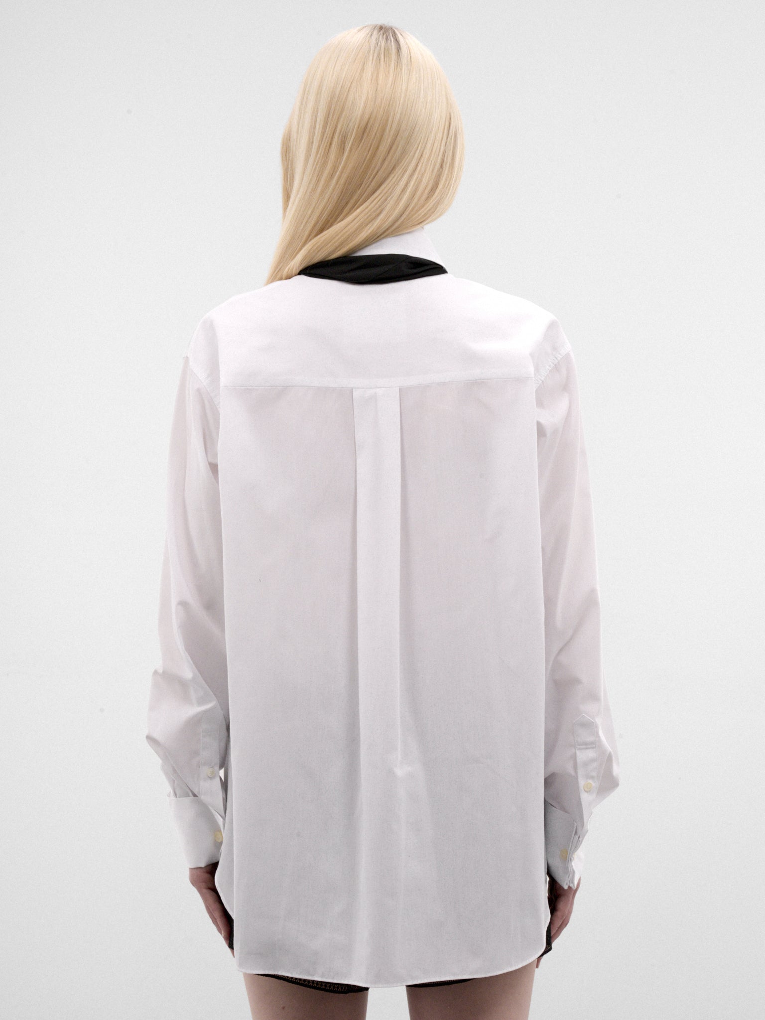 White Poplin Scarf Collar Shirt (26-08616-151-OFF-WHITE)
