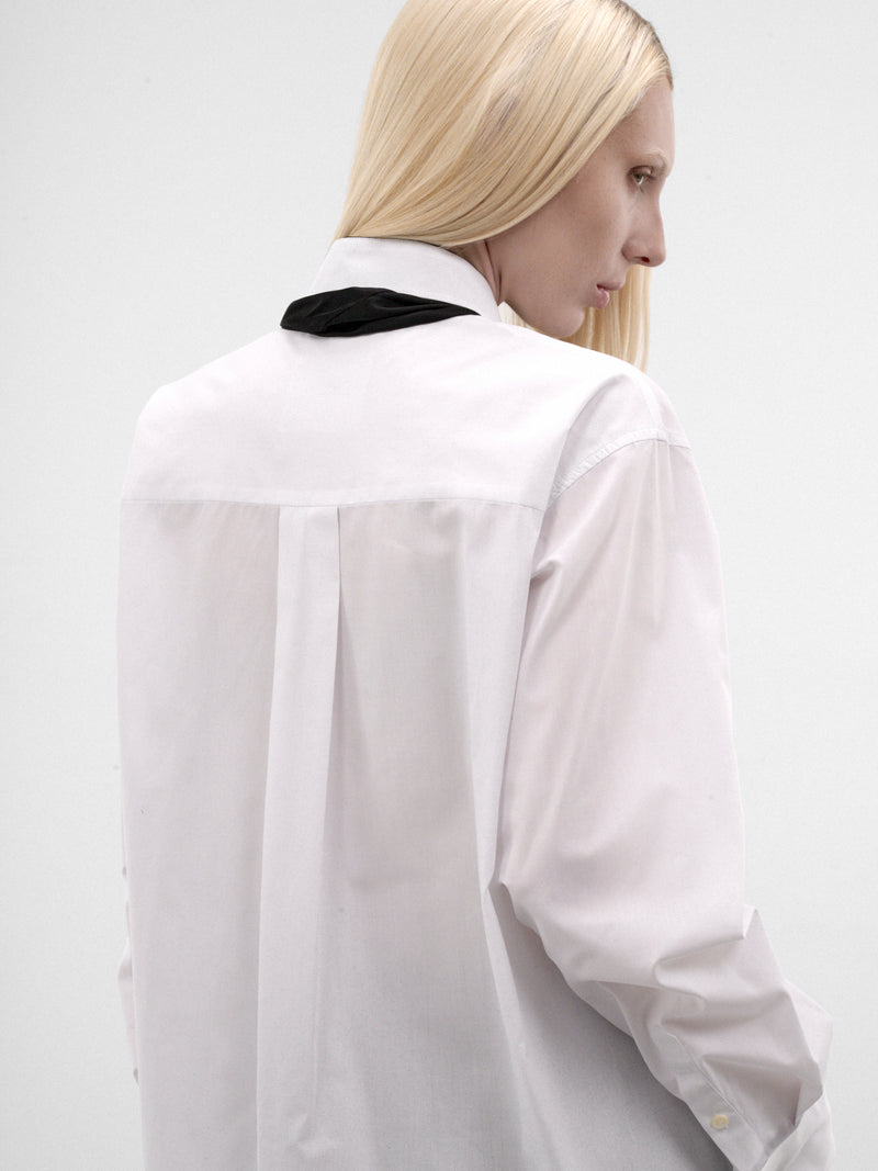 White Poplin Scarf Collar Shirt (26-08616-151-OFF-WHITE)