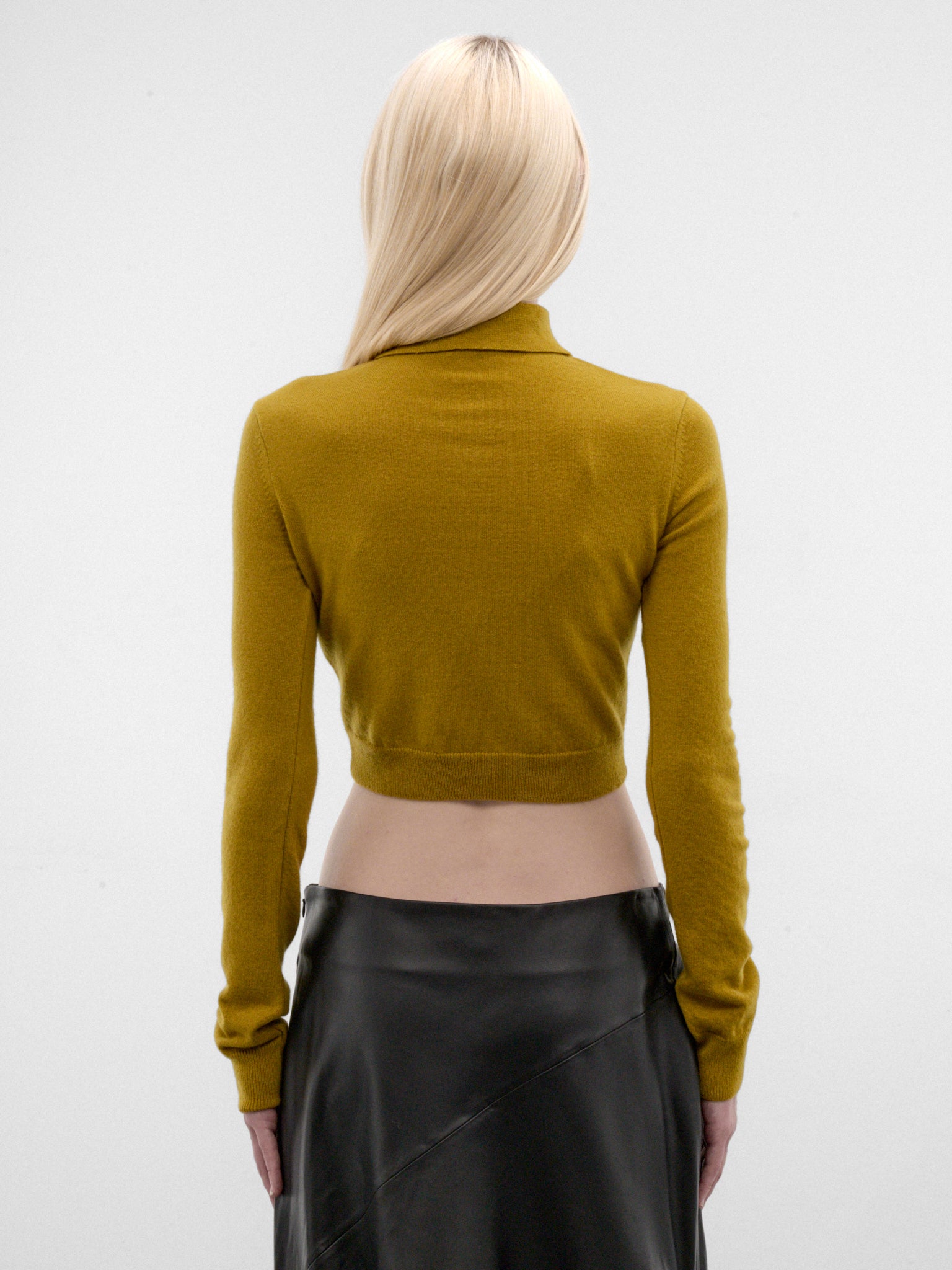 Moss Cashmere Cropped Polo Sweater (26F2TO09091144-MOSS)