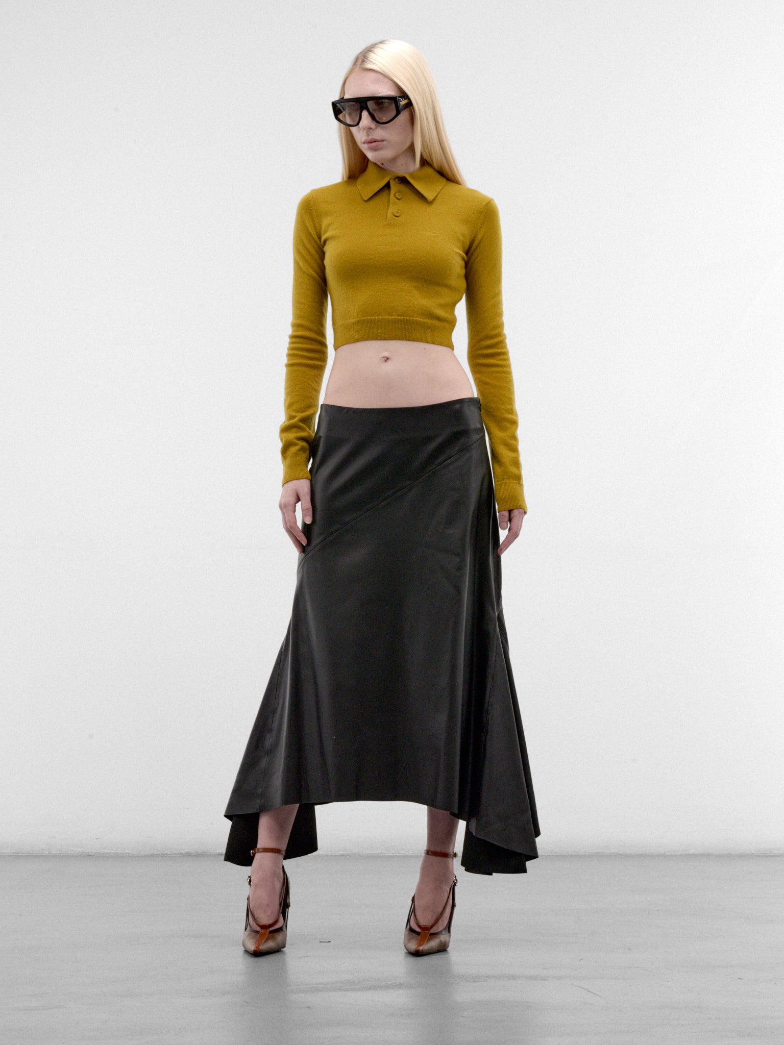 Moss Cashmere Cropped Polo Sweater (26F2TO09091144-MOSS)