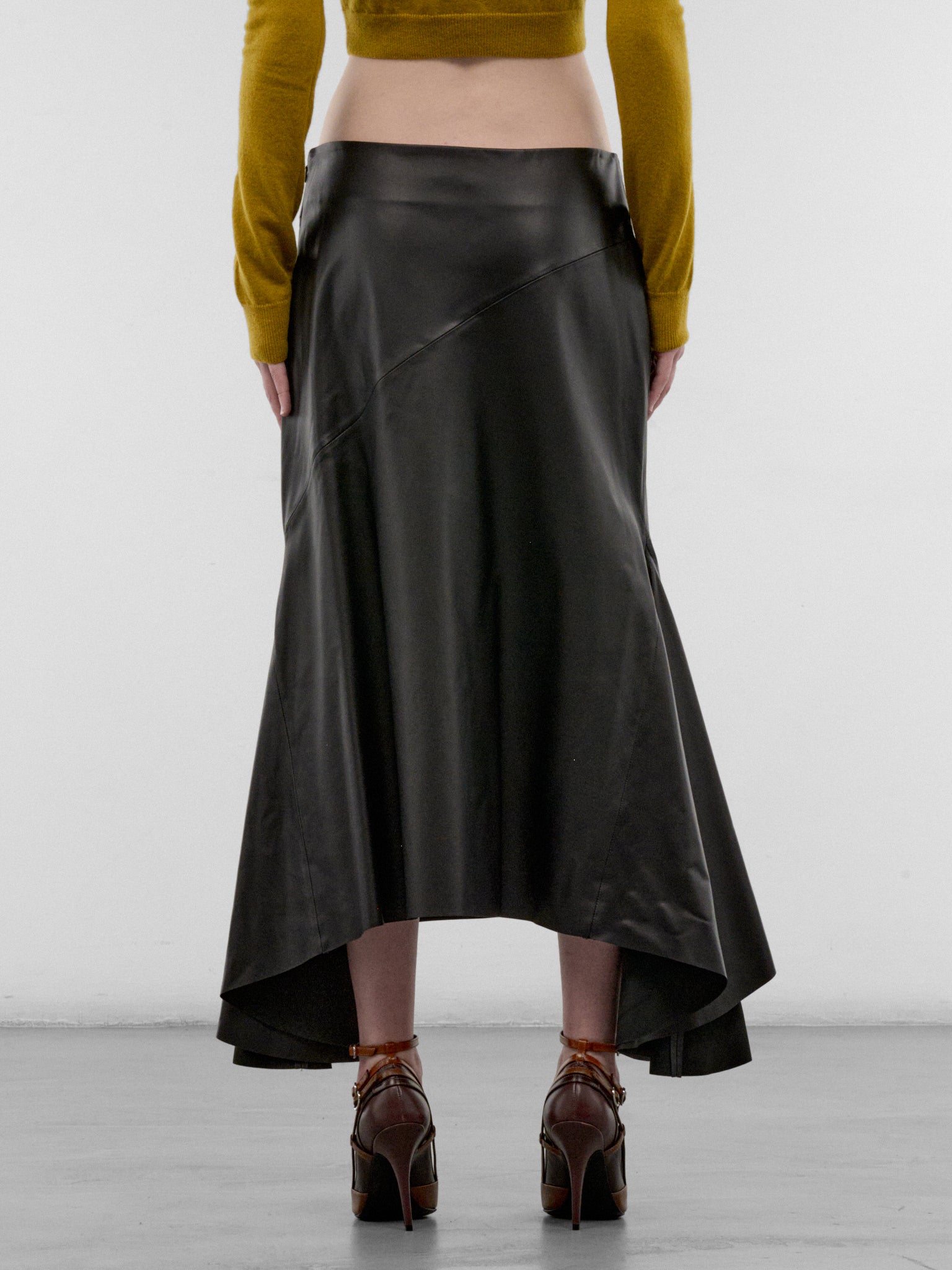 Black Leather Mermaid Maxi Skirt (26F9JU06049046-BLACK)