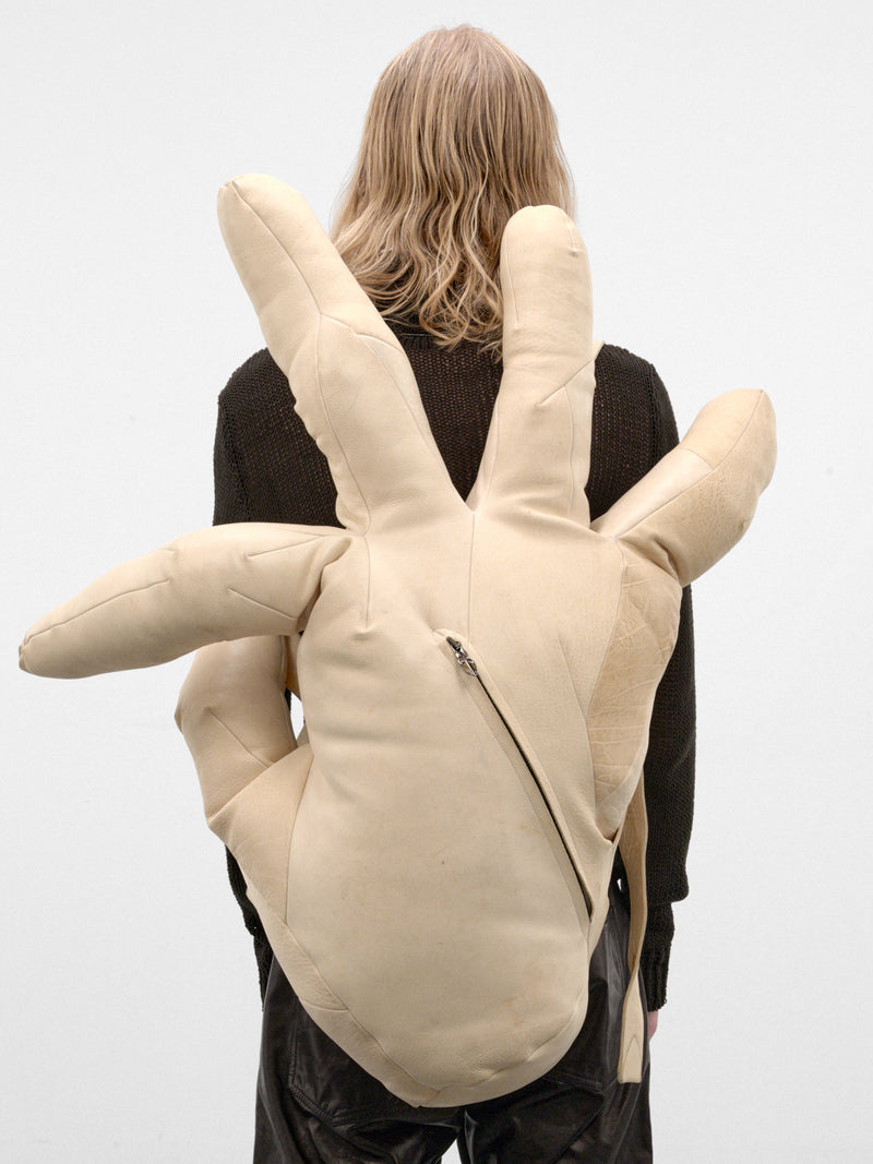 Horse Leather Distortion Hand Backpack (DIS-M-W-HANDBP-01-NATURAL-WHIT)