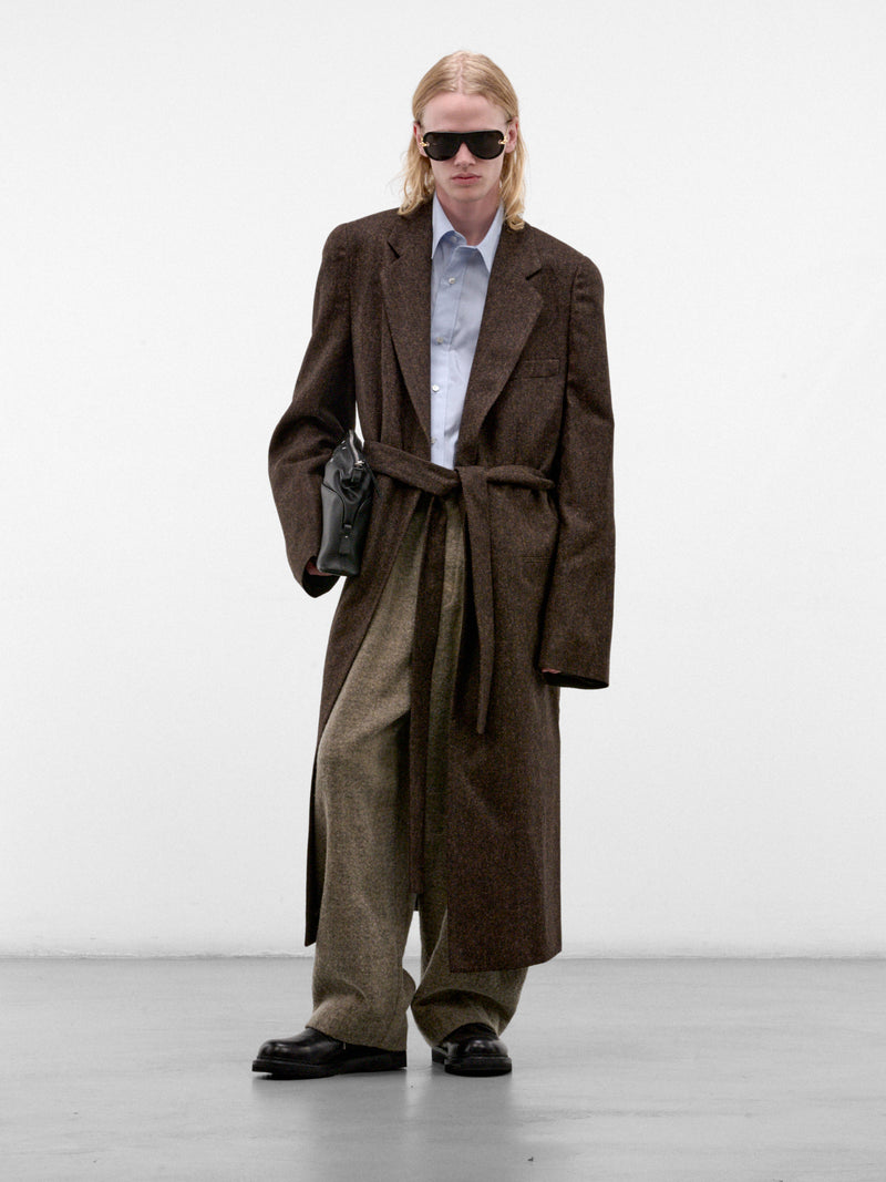 Brown Wool Herringbone Coat (S67AA0087-S54246-DARK-BROWN)