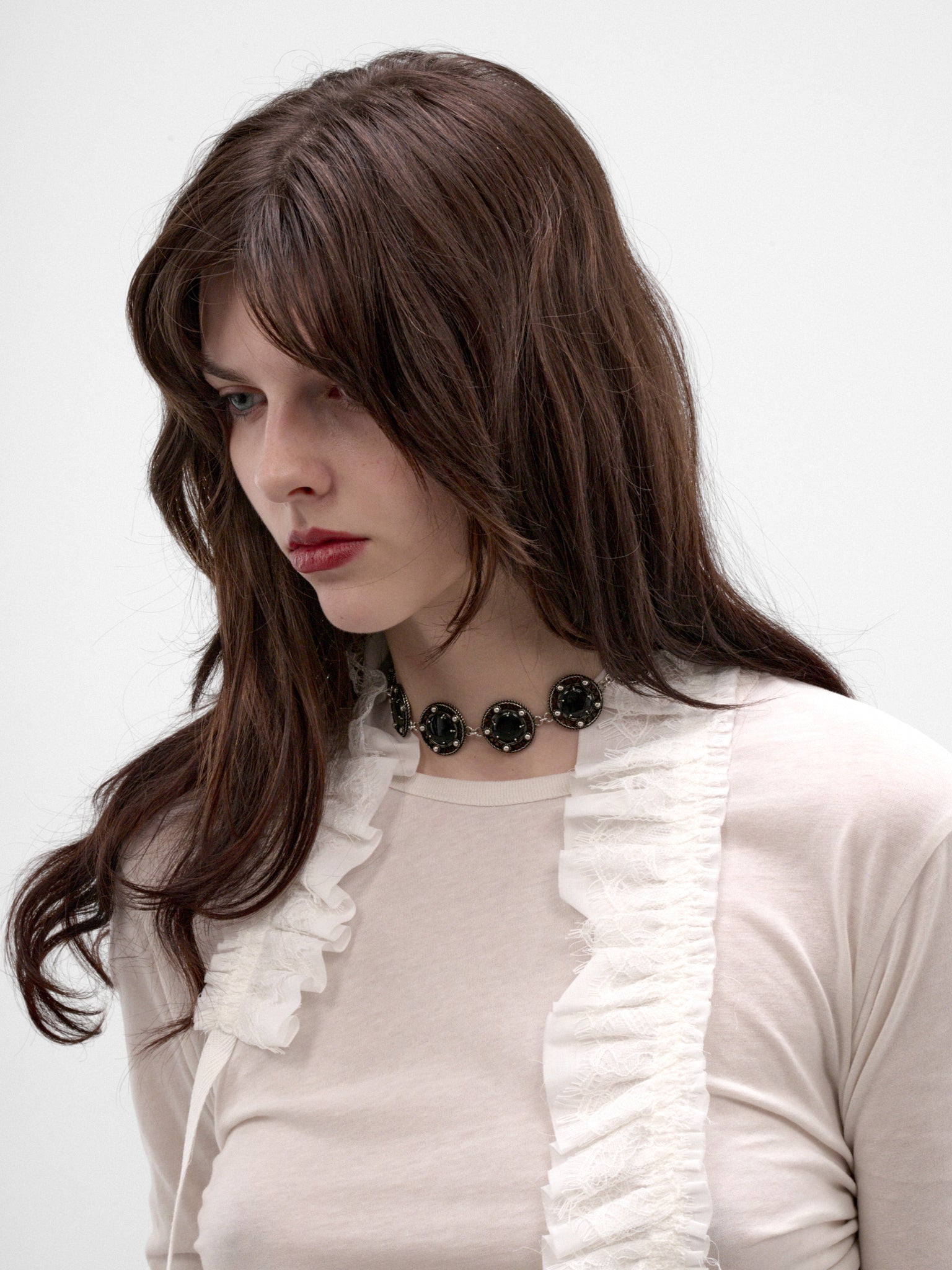 Eliz Grained Cabochon Necklace (B0014623-OT018-ANTIQUE-SILVER)