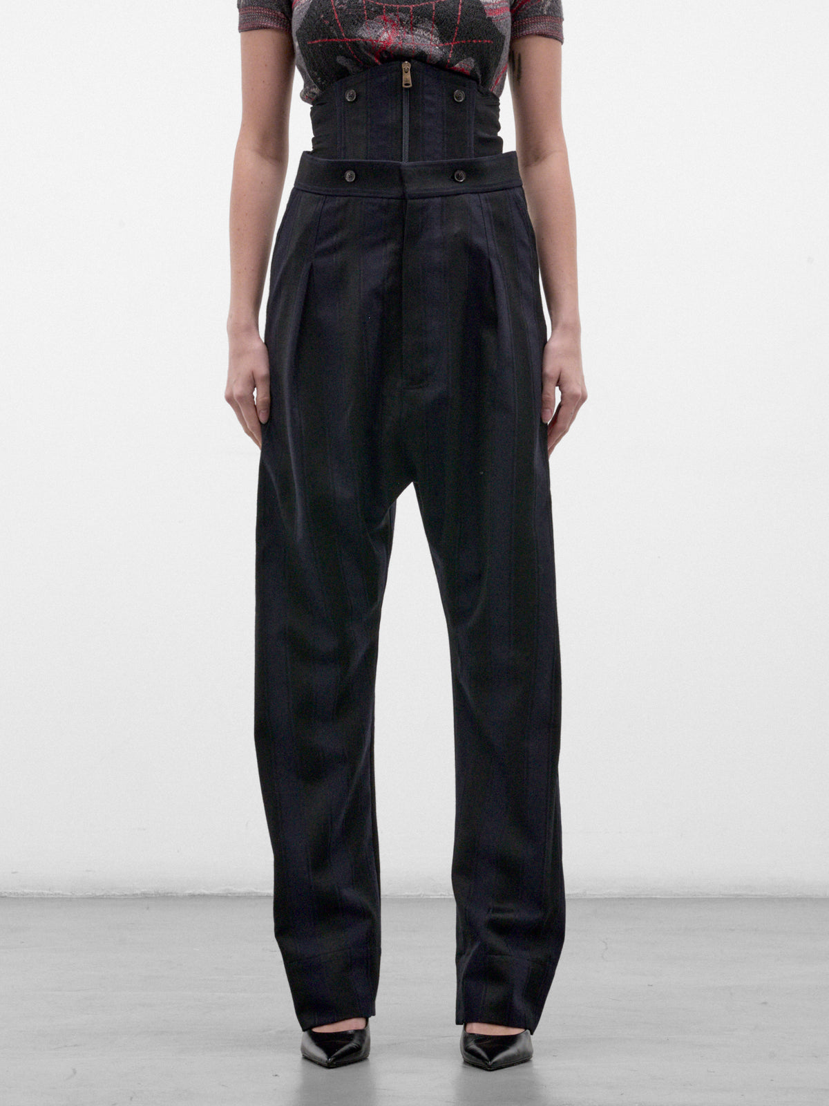 Navy Wool Pleated Wide Trousers (2F01002N-W01NH-MIDNIGHT-BLUE-B)