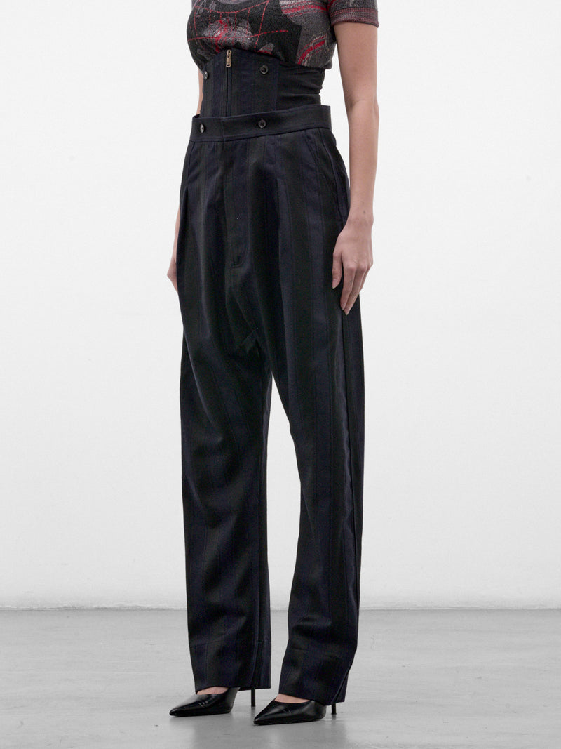 Navy Wool Pleated Wide Trousers (2F01002N-W01NH-MIDNIGHT-BLUE-B)