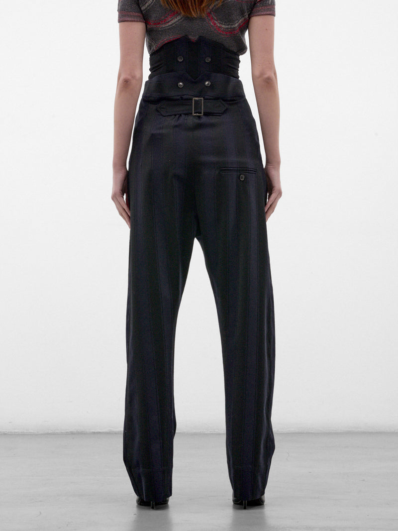 Navy Wool Pleated Wide Trousers (2F01002N-W01NH-MIDNIGHT-BLUE-B)
