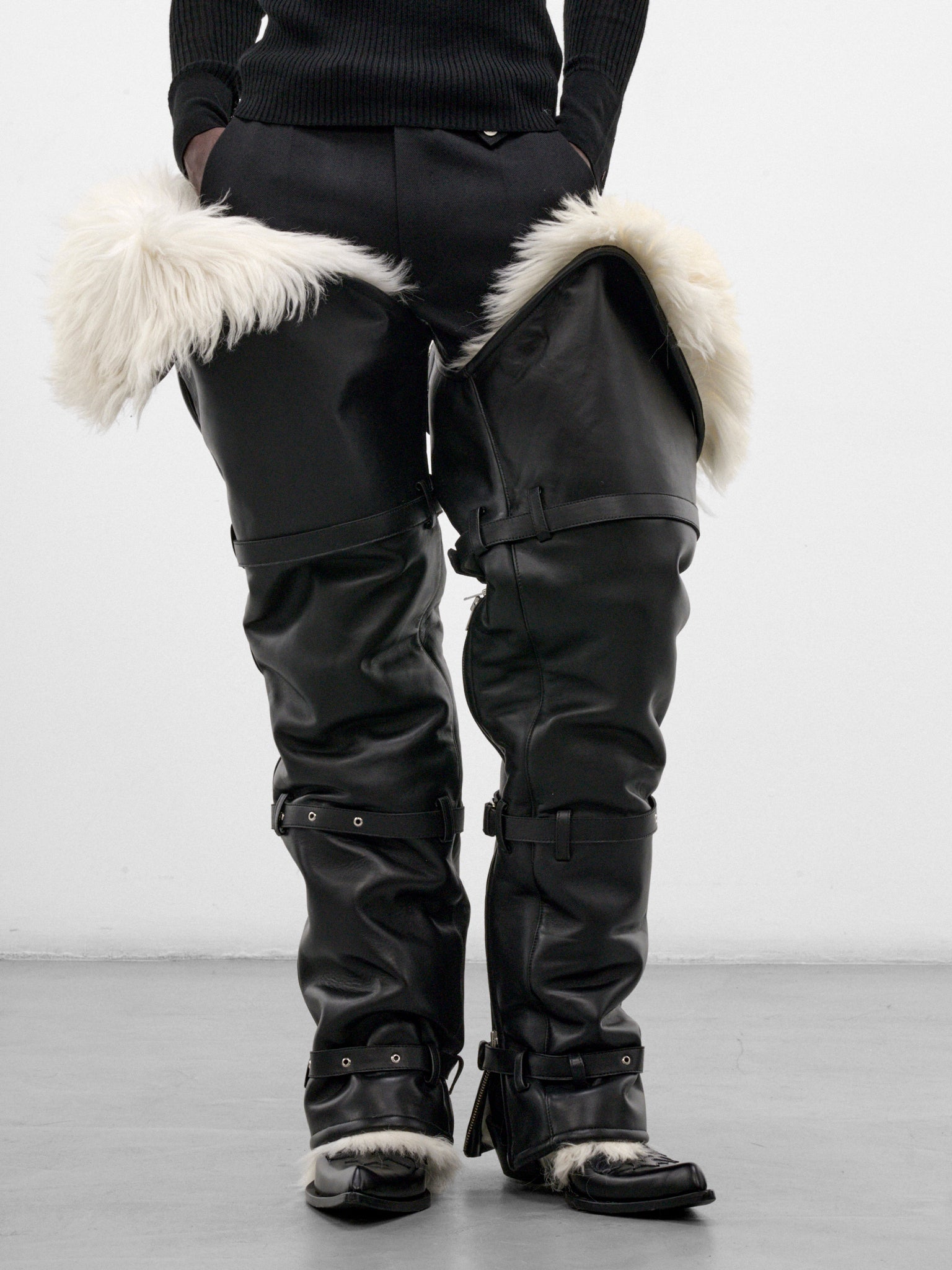Black Leather Leg Covers (SC-001-A-BLACK)