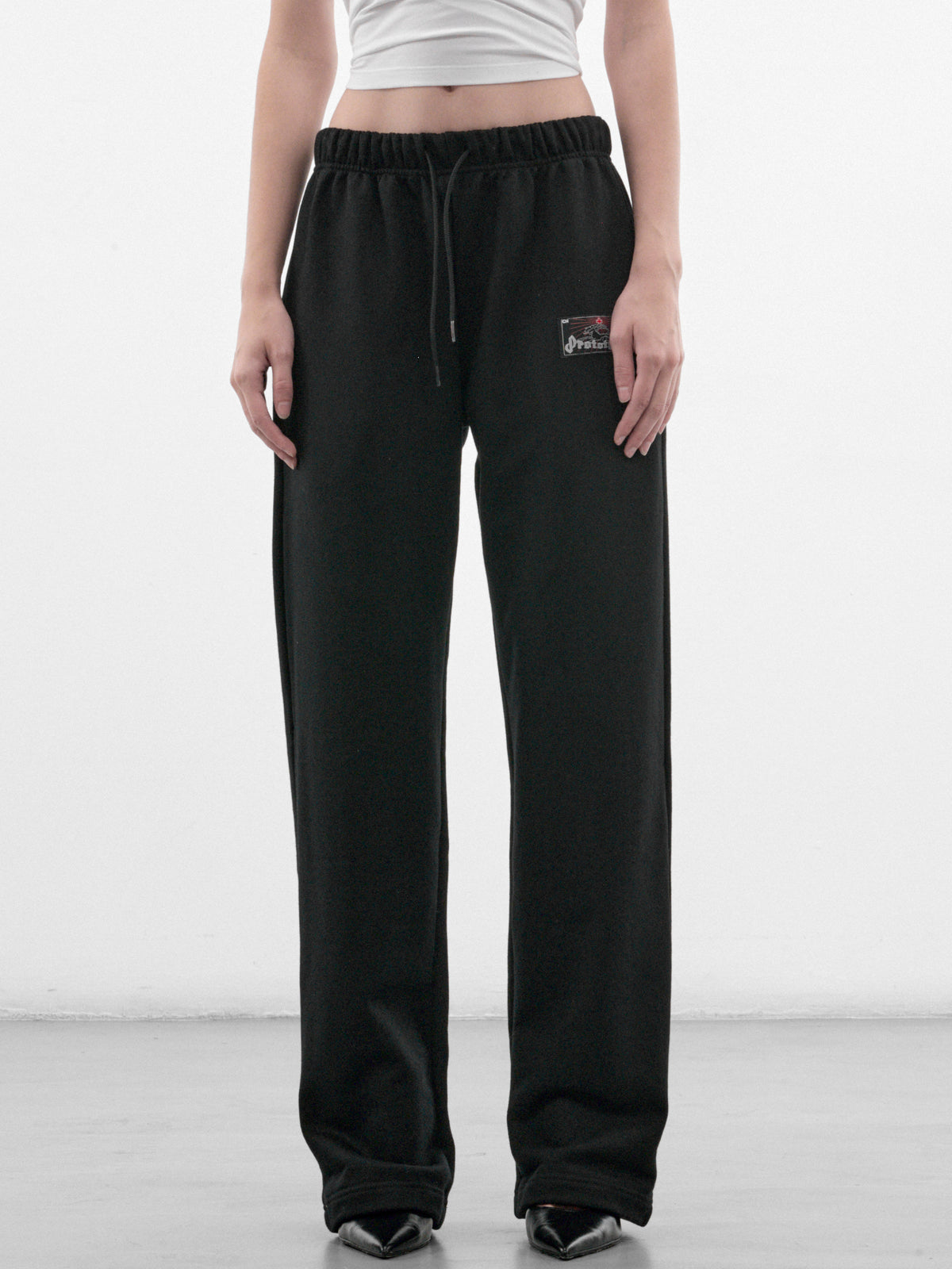 Black Cotton Graphic Sweatpants (PT99OT16USBK-BLACK)