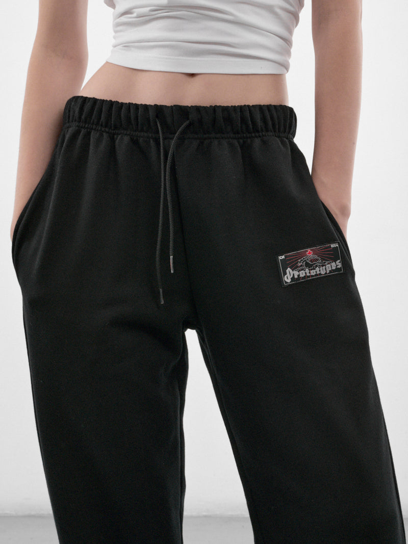 Black Cotton Graphic Sweatpants (PT99OT16USBK-BLACK)
