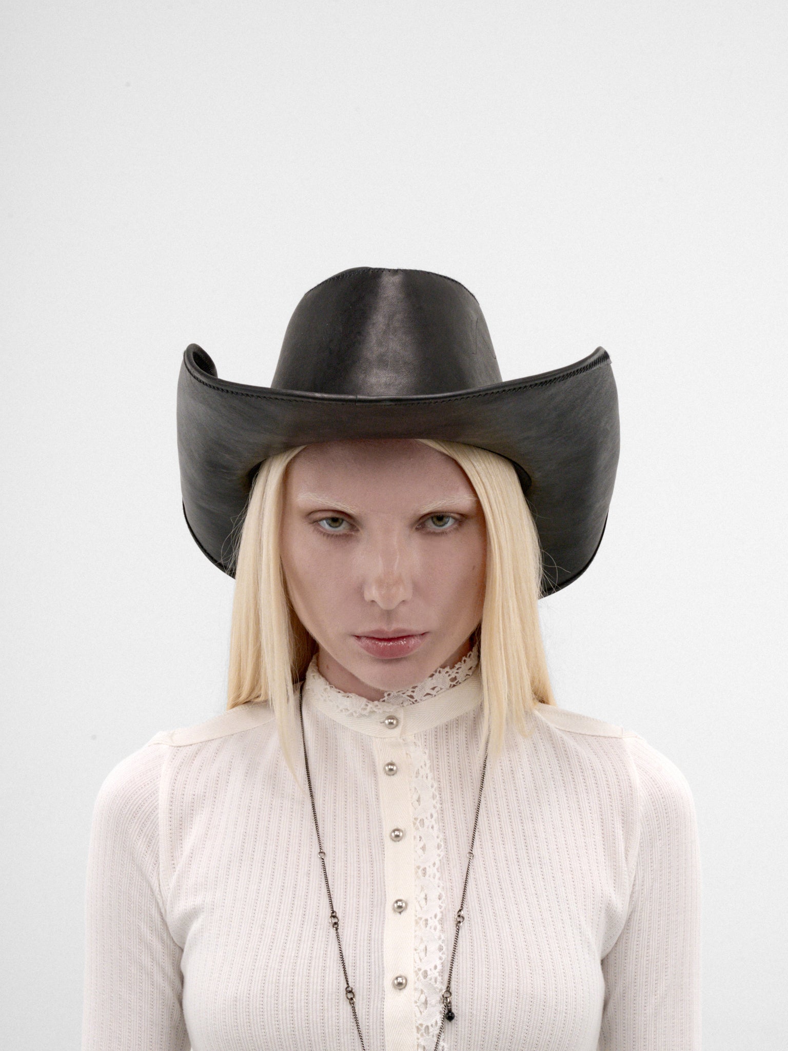 Joleik Black Leather Cowboy Hat (B0014378-LT137-BLACK)