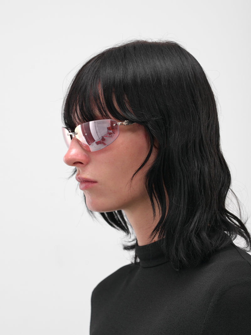 Silver MU-A50S Oval Sunglasses (0MU-A50S-SILVER-PINK-LILAC)