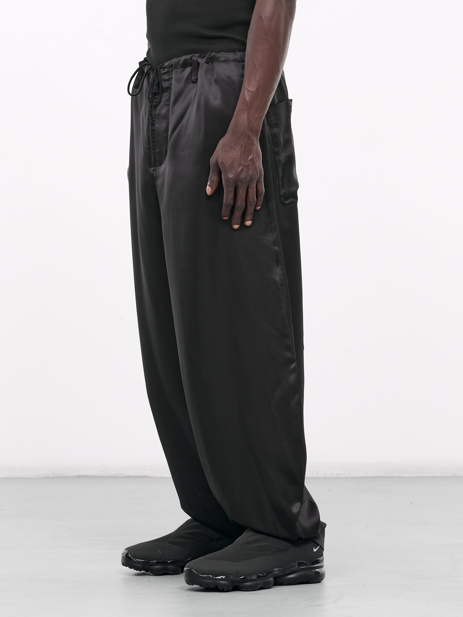 Cupro Baggy Drawstring Trousers (08PT-S-BLACK)