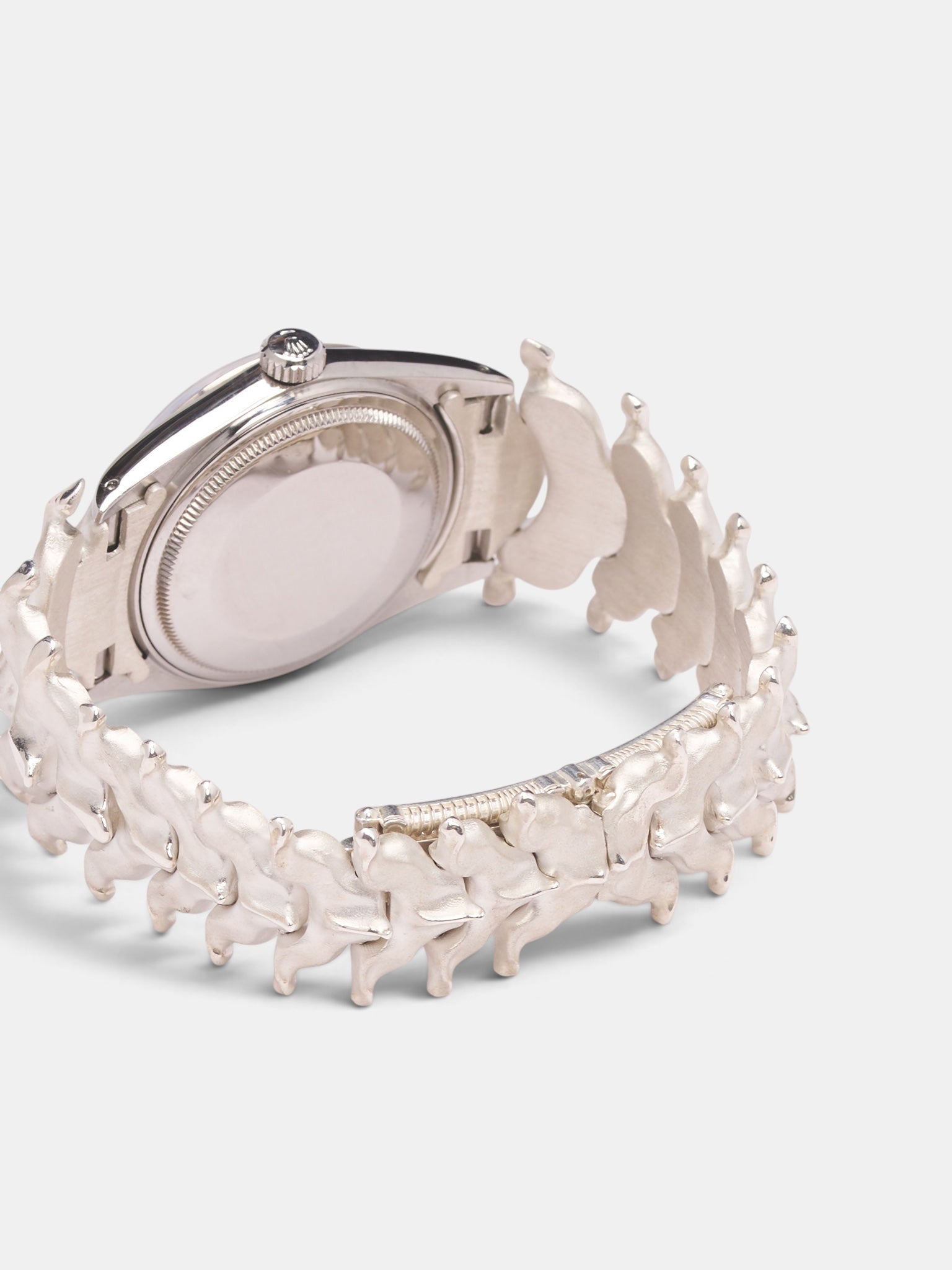 Spinale Skeletal Silver Rolex Watch (RDJ-21-AB-26-011-SPINALE-ROLEX)