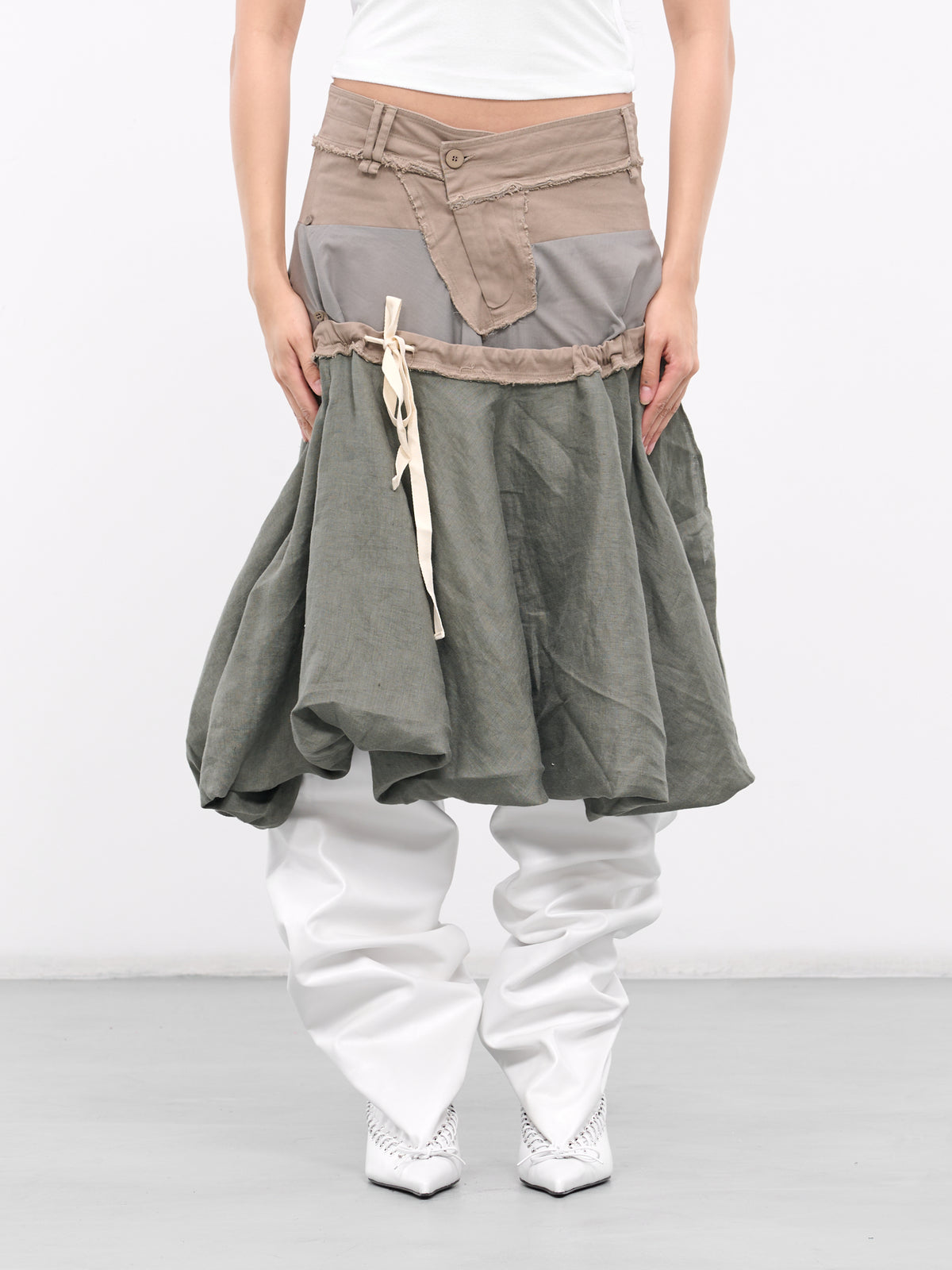 Layered Cargo Skirt (0903901-OLIVE-GREY)