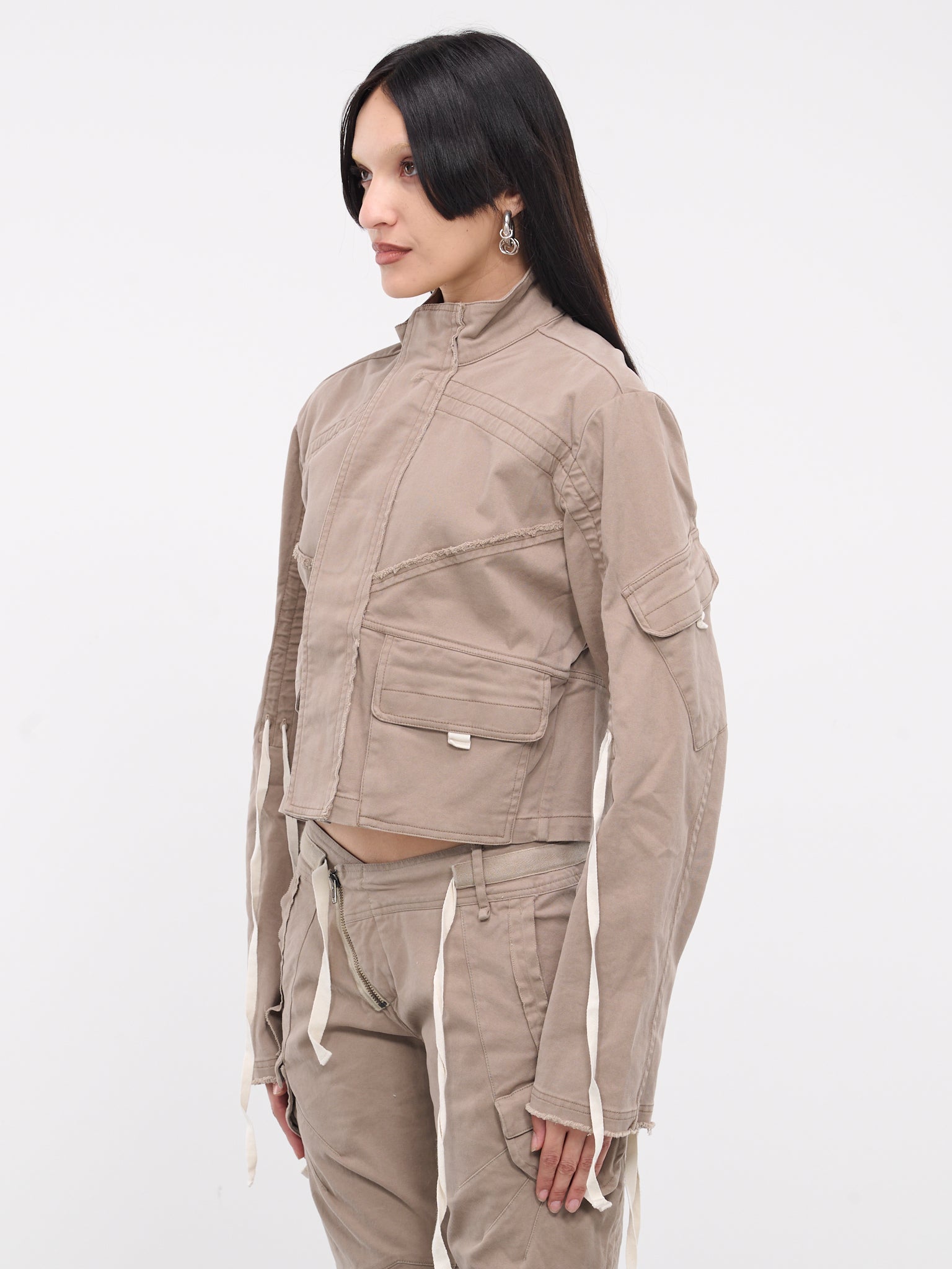 Cropped Cargo Jacket (0904001-OLIVE-GREY)