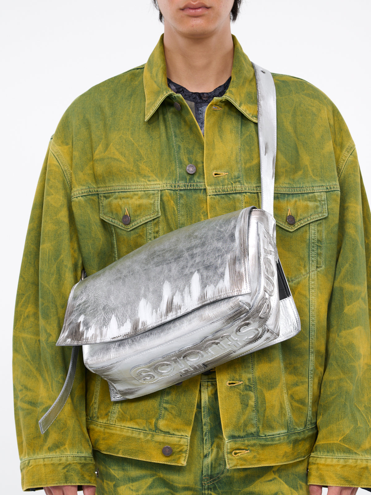 Painted Messenger Bag (FN-WN-BAGS000371-SILVER)
