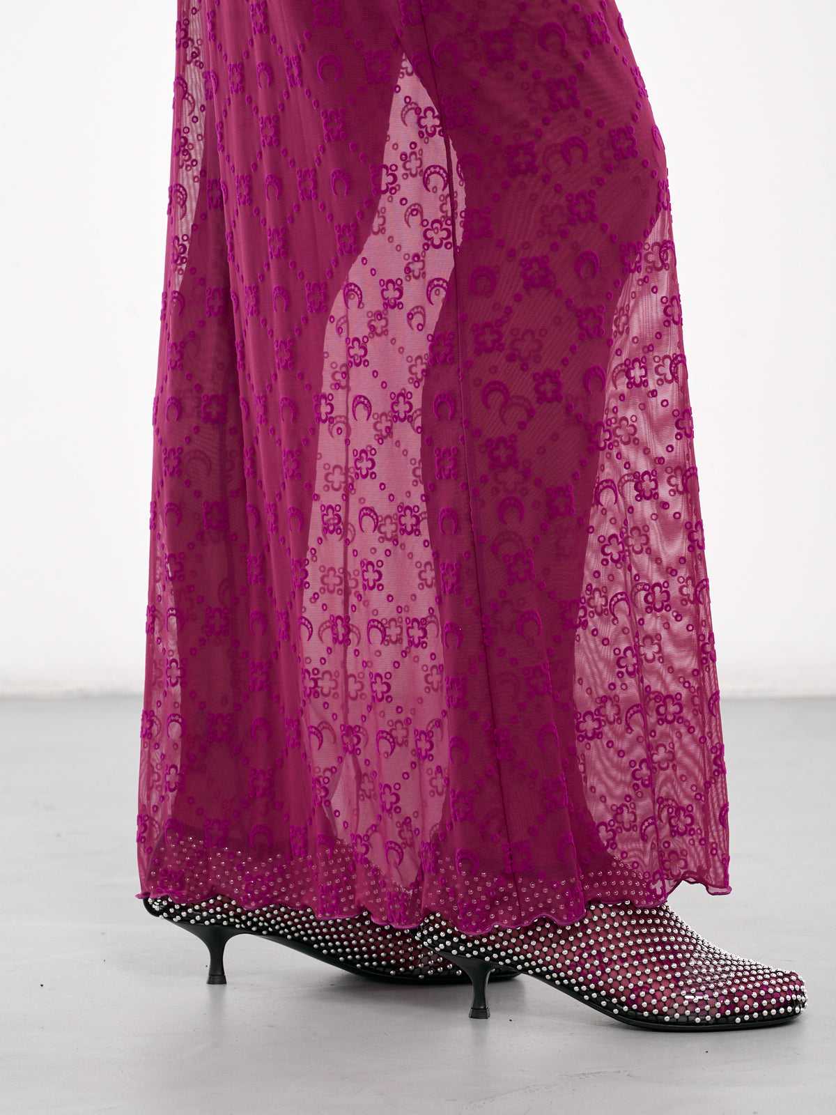 Monogram Mesh Flock Dress (WDR297A-CJER0005-CHERRY)