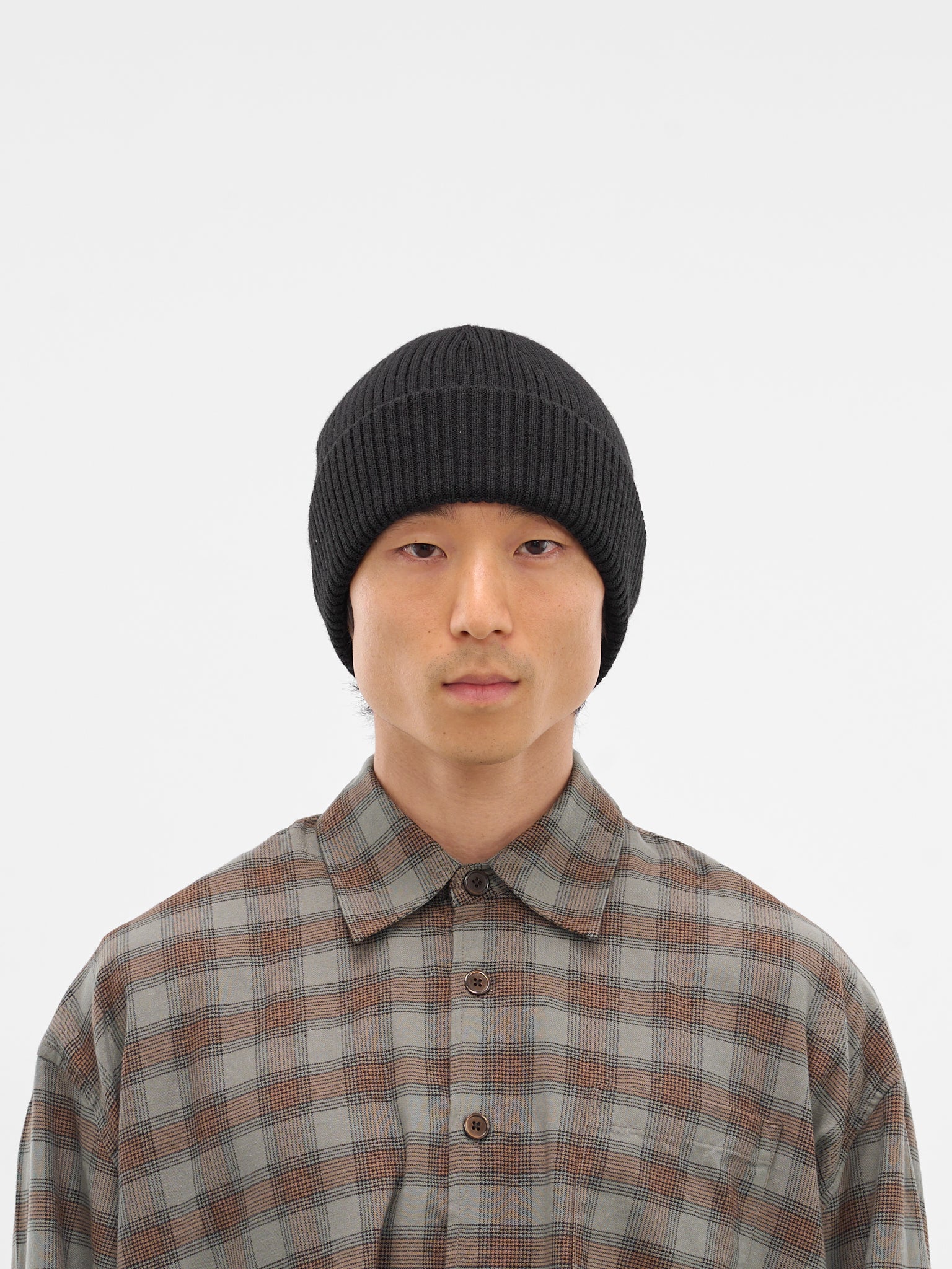 Black Rib-Knit Wool Beanie (A4258KB-KNIT-BLACK-RUSTIC)