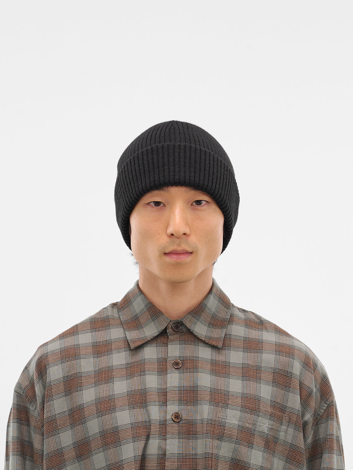 Black Rib-Knit Wool Beanie (A4258KB-KNIT-BLACK-RUSTIC)