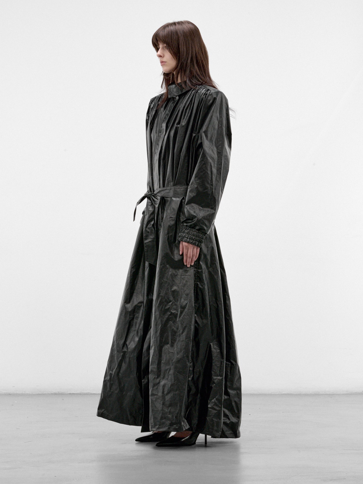 Black Cotton-PU Vera Trench Coat (VERA-FW26-5002-BLACK)
