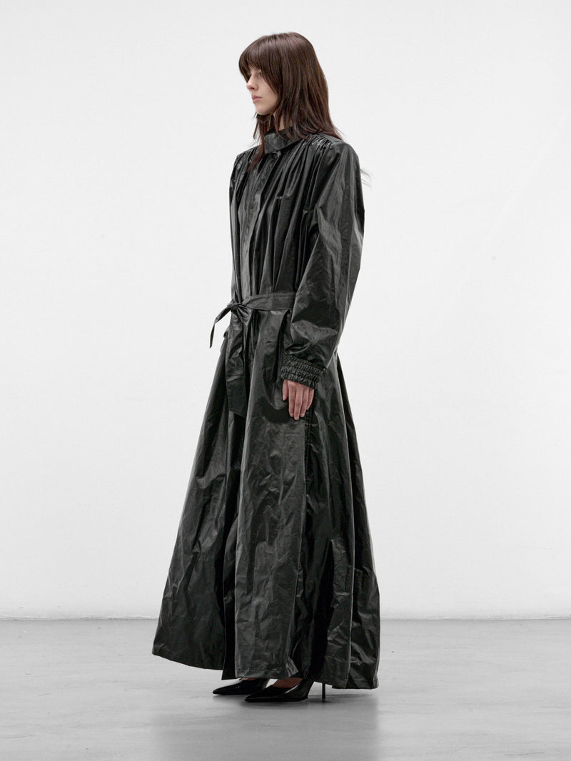 Black Cotton-PU Vera Trench Coat (VERA-FW26-5002-BLACK)