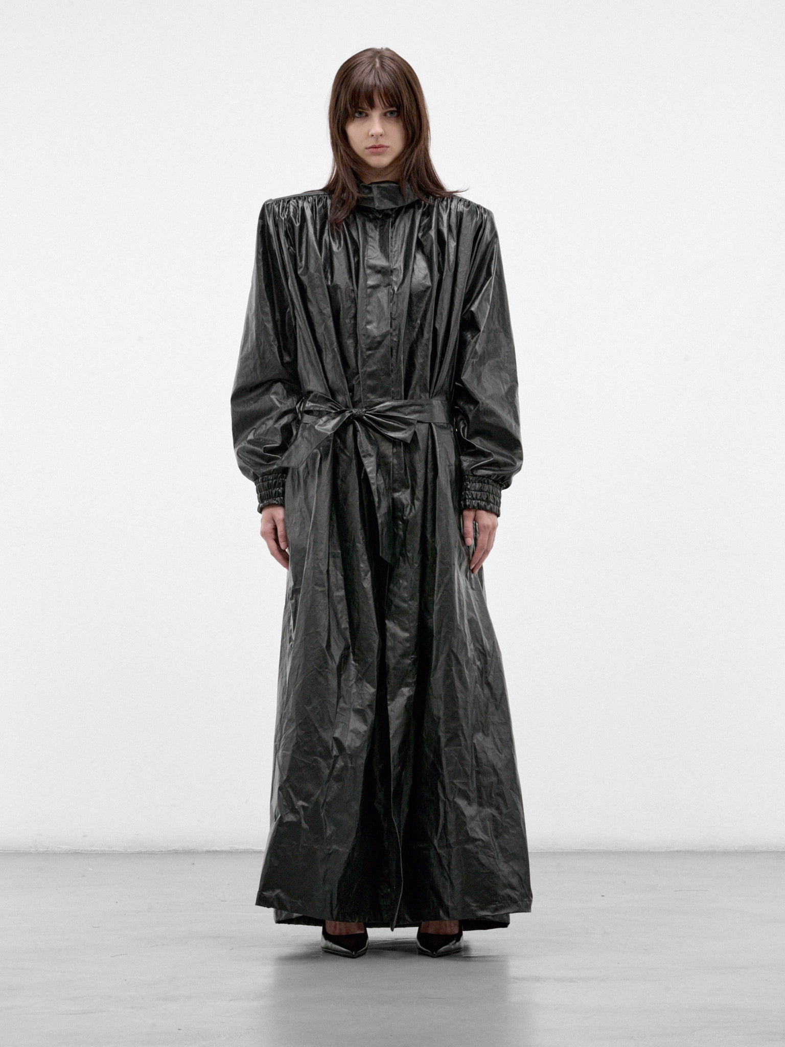 Black Cotton-PU Vera Trench Coat (VERA-FW26-5002-BLACK)
