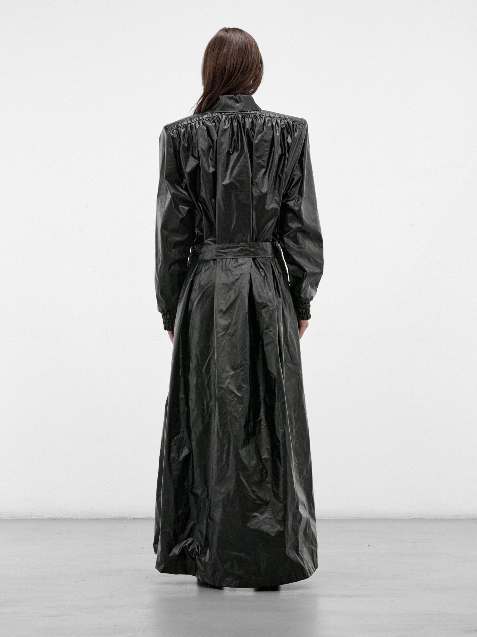 Black Cotton-PU Vera Trench Coat (VERA-FW26-5002-BLACK)