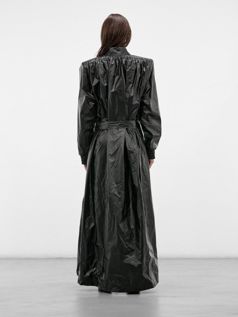Black Cotton-PU Vera Trench Coat (VERA-FW26-5002-BLACK)