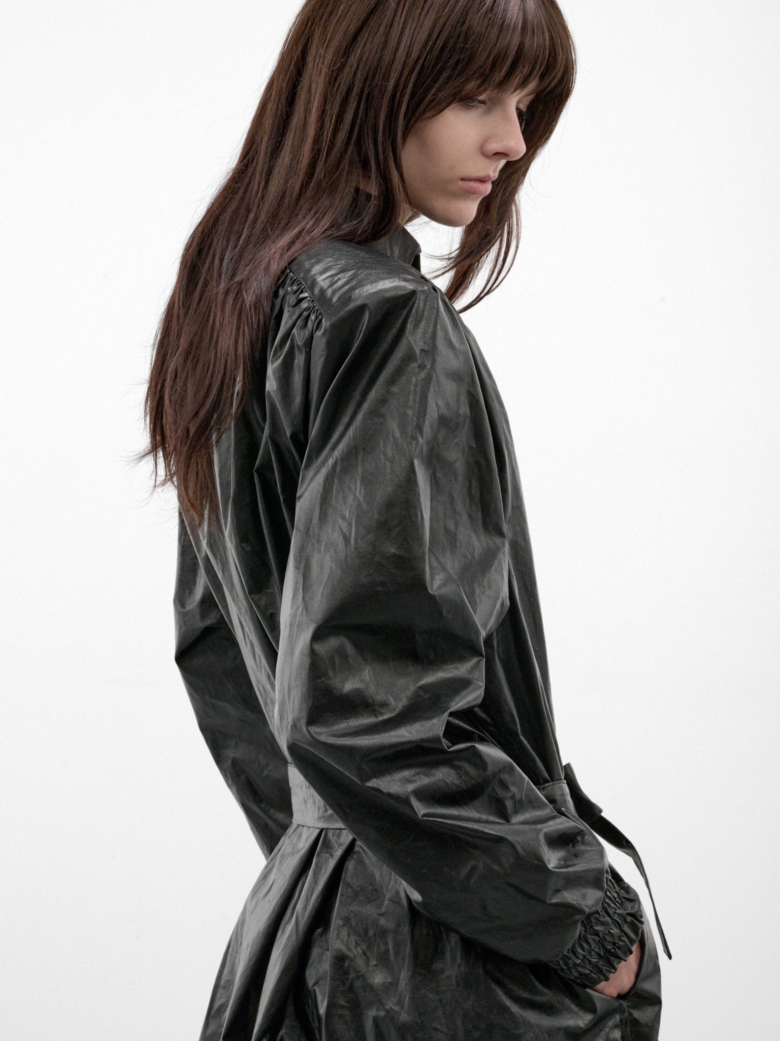 Black Cotton-PU Vera Trench Coat (VERA-FW26-5002-BLACK)