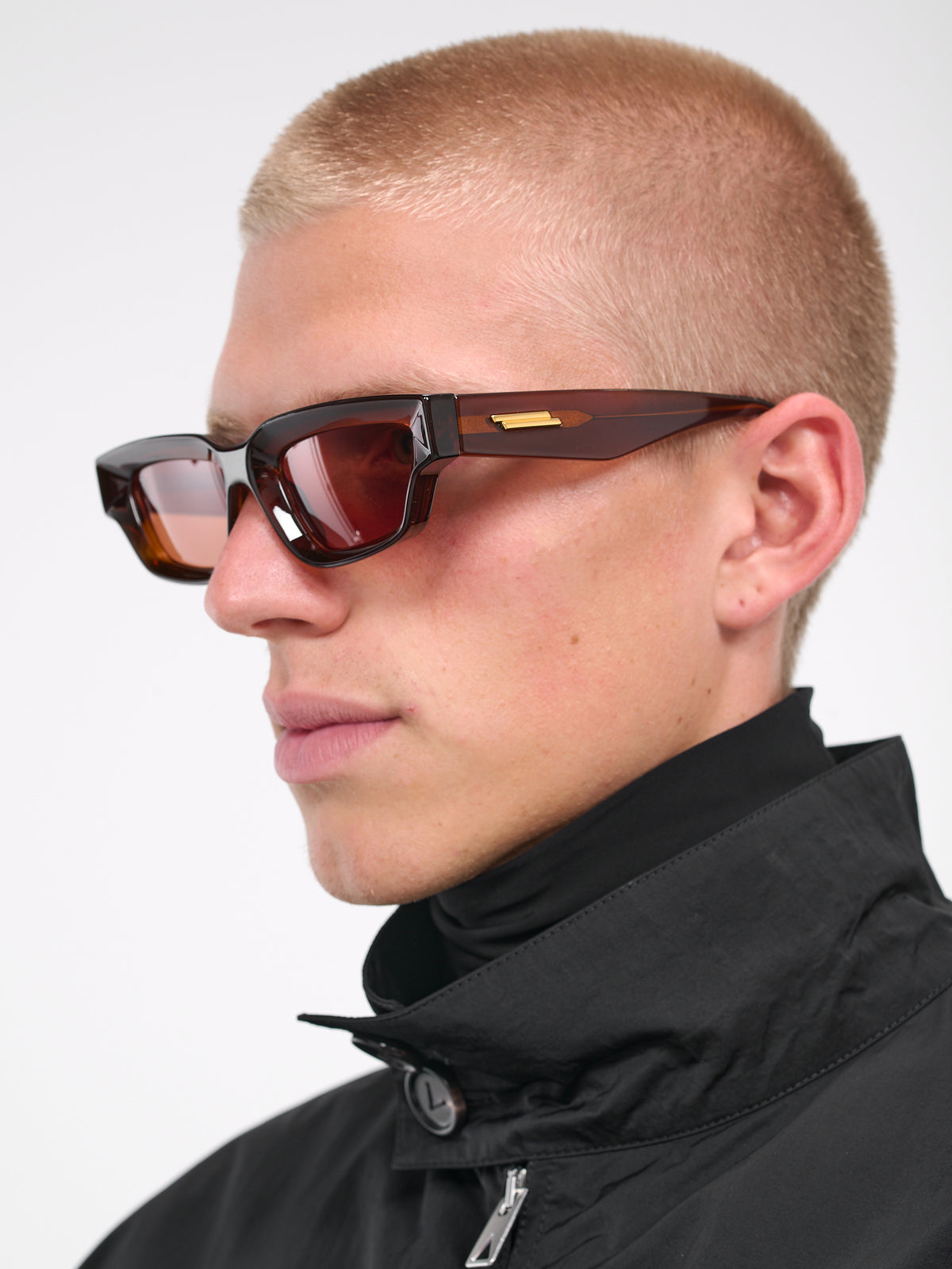 Sharp Square Sunglasses (769324VBL0-1033-BROWN)