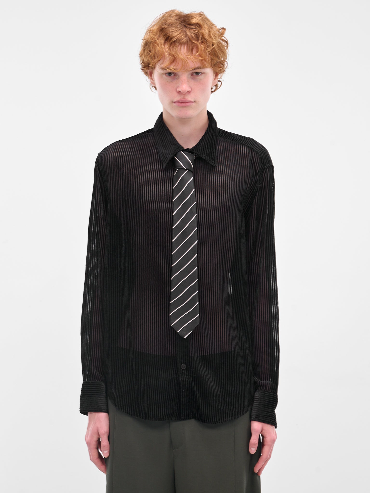 Black Pinstripe Tie (1600-T735-PINSTRIPES)