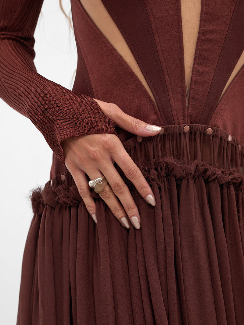 Hazel Twinned Circles Silver Ring (JR01H1YE450-LIGHT-HAZEL)