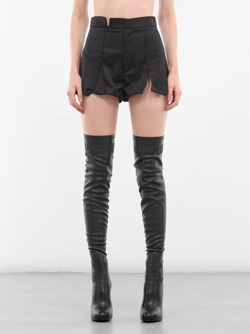 Black Gingko Wool Mini Shorts (G2101-BLACK)