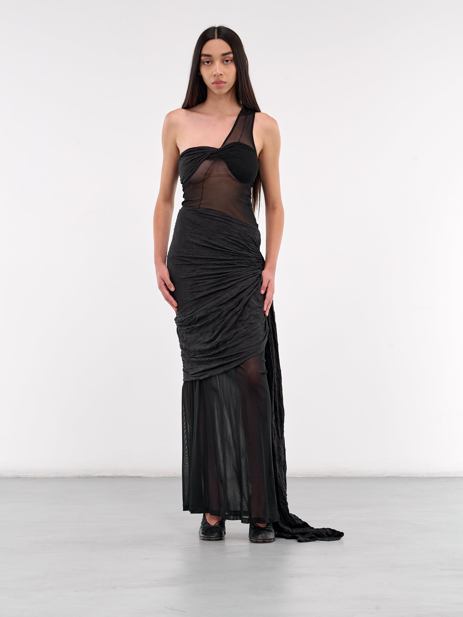 Asymmetric Draped Top (09T05BK-BLACK)