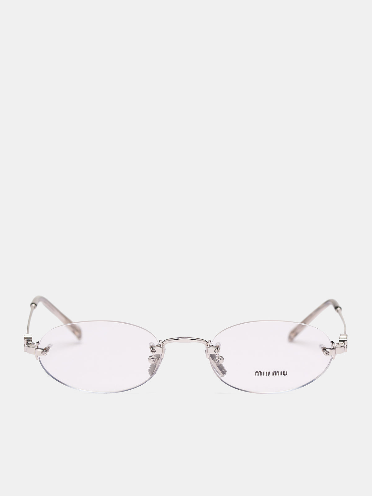MU 53WV Metal Oval Glasses (0MU-53WV-SILVER-W-CLEAR)