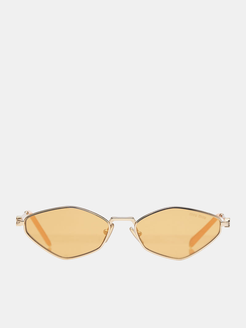 Geometric Sunglasses (0MU-56ZS-GOLD-LT-ORANGE-MIRROR)