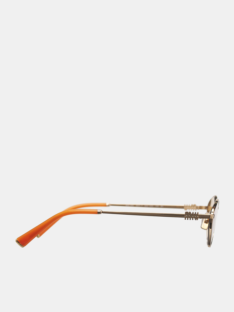 Geometric Sunglasses (0MU-56ZS-GOLD-LT-ORANGE-MIRROR)
