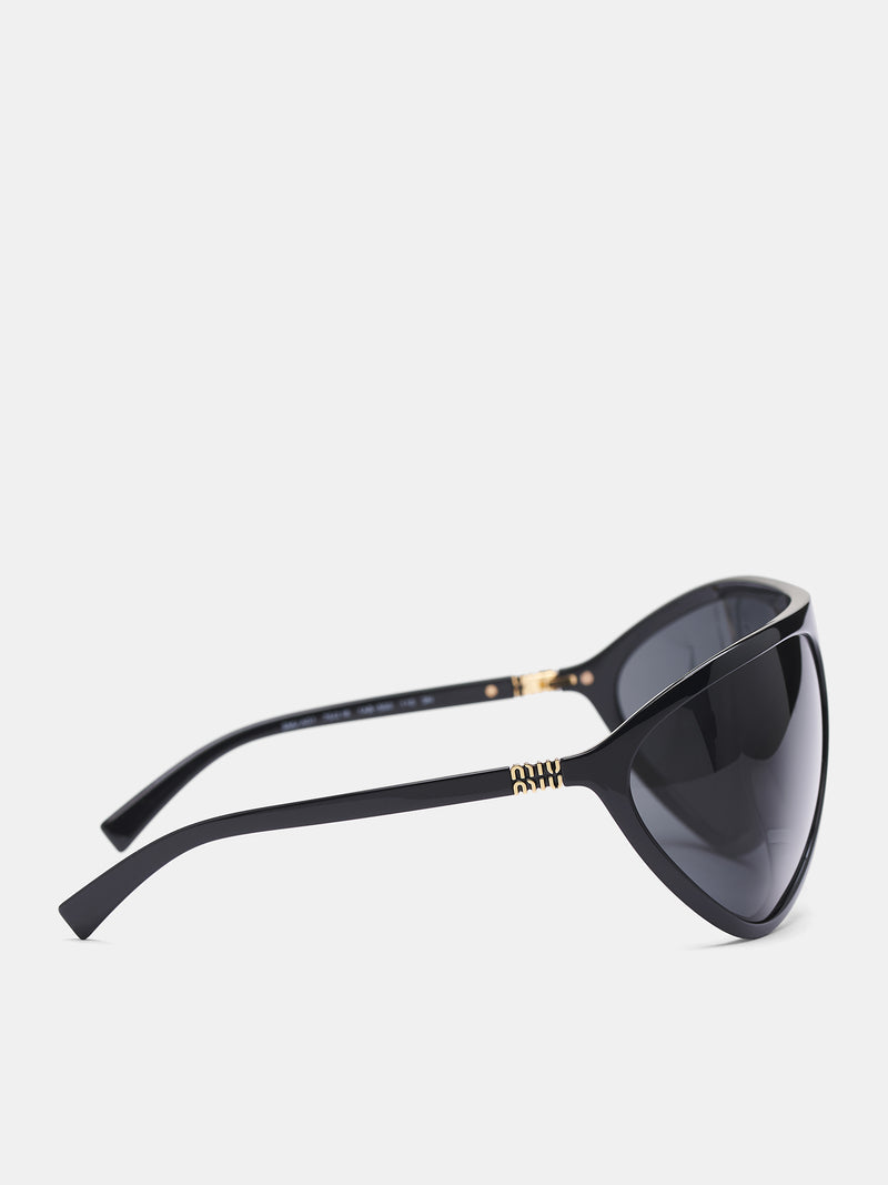 MU A01S Shield Sunglasses (0MU-A01S-BLACK-DARK-GREY)