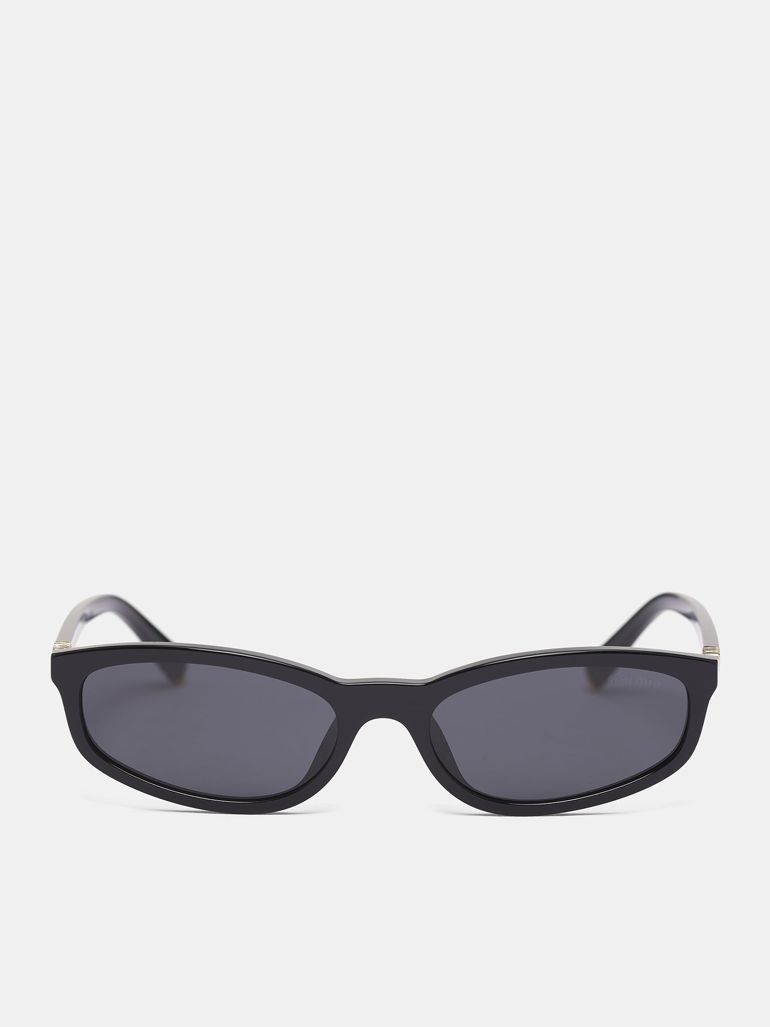 Black MU-A06S Oval Sunglasses (0MU-A06S-BLACK-DARK-GREY)