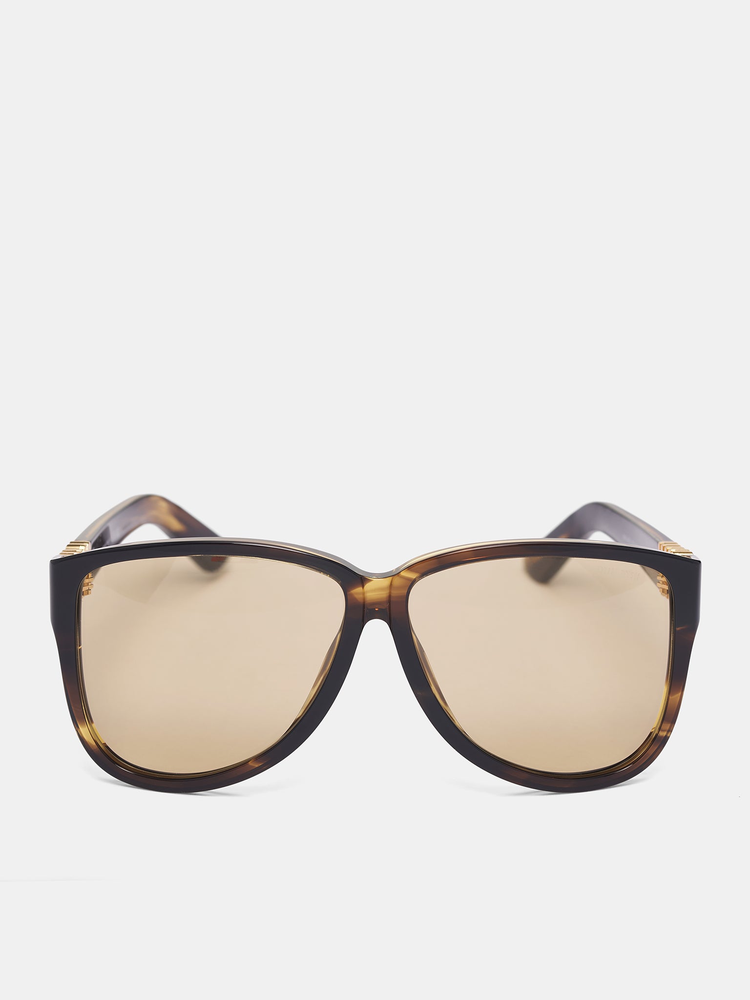 Brown MU-A08S Aviator Sunglasses (0MU-A08S-STRIPED-LODEN-YELLOW)