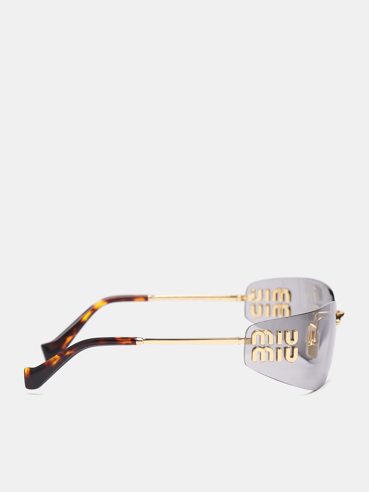 MU A51S Rimless Shield Sunglasses (0MU-A51S-GOLD-W-LIGHT-GREY)