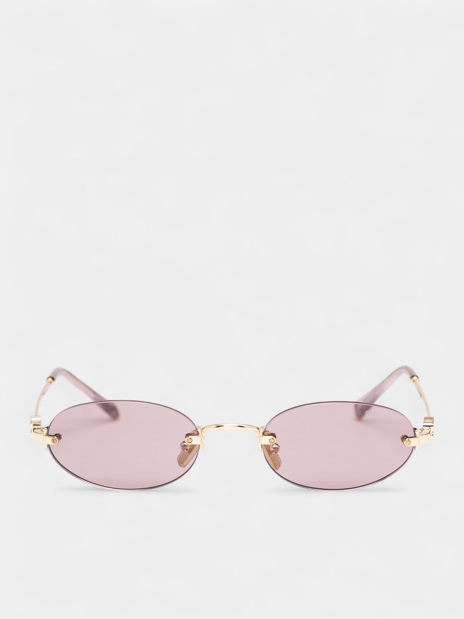 Gold-Tone Metal Oval Sunglasses (0MU-A54S-GOLD-PURPLE-BROWN)